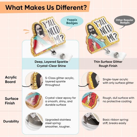 Christmas Badge Reel, Christmas Elf Sparkly Glitter Retractable Badge Reel for N - Picture 4 of 6